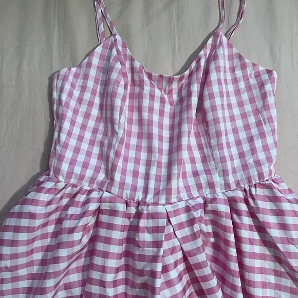 Barbie movie inspired costume Pink and White Buttoned A-Line Sundress - Picture 4 of 5